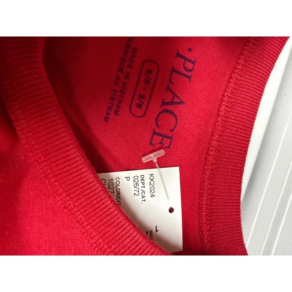 The Childrens Place Kids Red Team Santa 2024 Black Santa Long Sleeve Tee‎ S 5/6